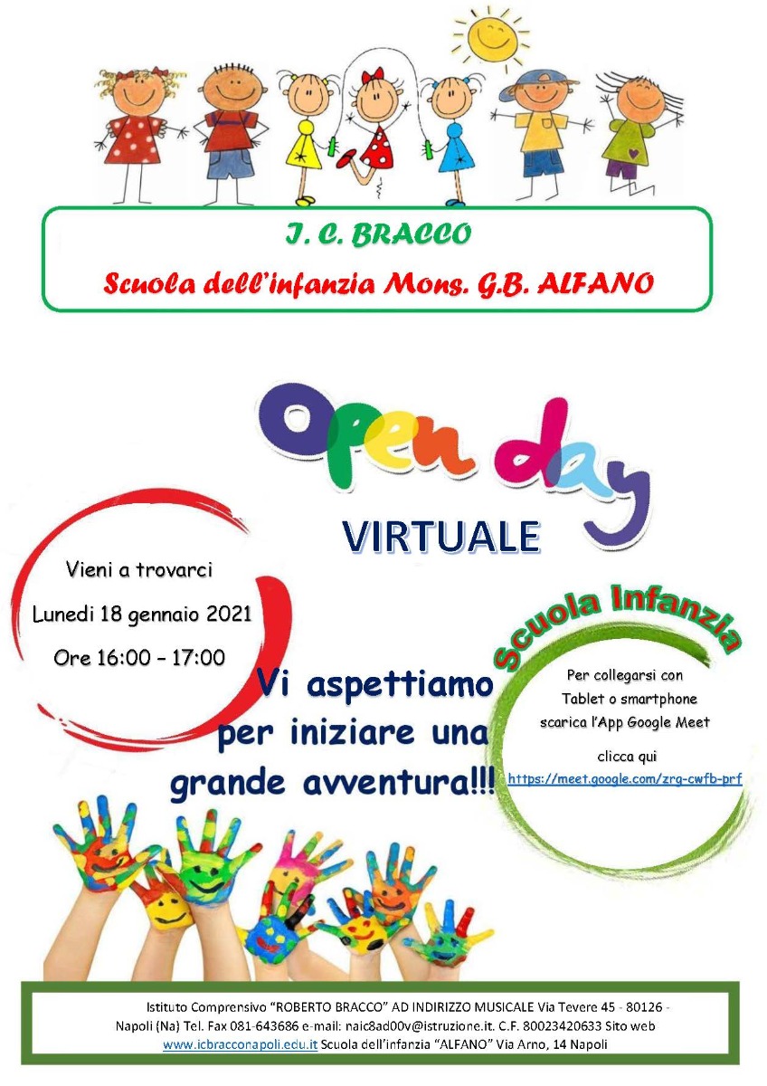 SCUOLA DELL’INFANZIA – OPEN DAY 18 GENNAIO 2021